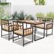 4 Pieces Acacia Wood Patio Dining Set with 1 Rectangular Table-Natural - Color: Natural