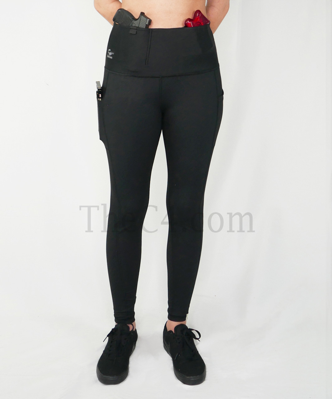 Concealed Carry Leggings With Tactical Pockets, Black