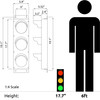 Dimensions Traffic Light Size comparison 4 inch Diameter Stop, Caution and Go Light 12 inch 8 inch  1: red, 2: red-green, 3: red-yellow Diagram