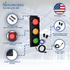  4 Inch Diameter Lens LED Traffic Light Signal, 3 Color, Wireless Keyfob Controller. (Plug And Play)