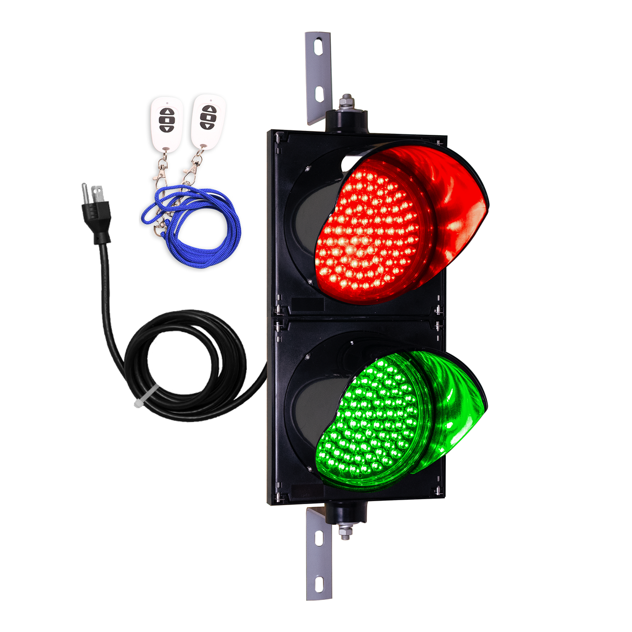 8 Inch Diameter Lens LED Stop & Go Loading Dock Traffic Light- 2 Color,  RED/GREEN, Wireless Keyfob and 8 Foot Power Cord (Plug And Play)