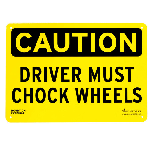 Loading Dock Signs Chock Wheels/Depart-Enter on Green