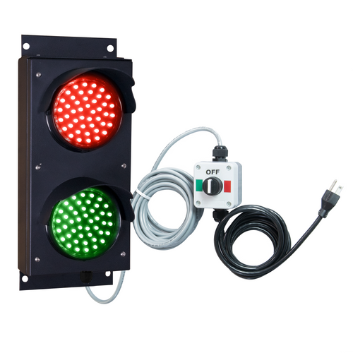 4 Inch Diameter Lens LED Stop & Go Loading Dock Traffic Light - 10 foot Cable, 3 Way Switch, 8ft Power Cord (Plug And Play)