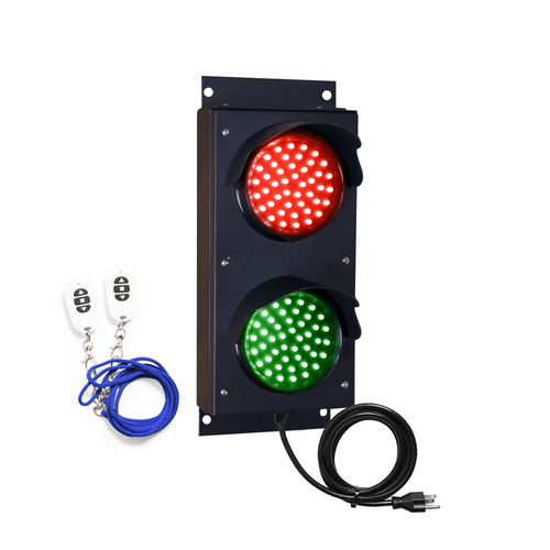 4 Inch Diameter Lens LED Stop & Go Loading Dock Traffic Light , 2 Color,  Wireless Control Keyfob (Plug and Play)