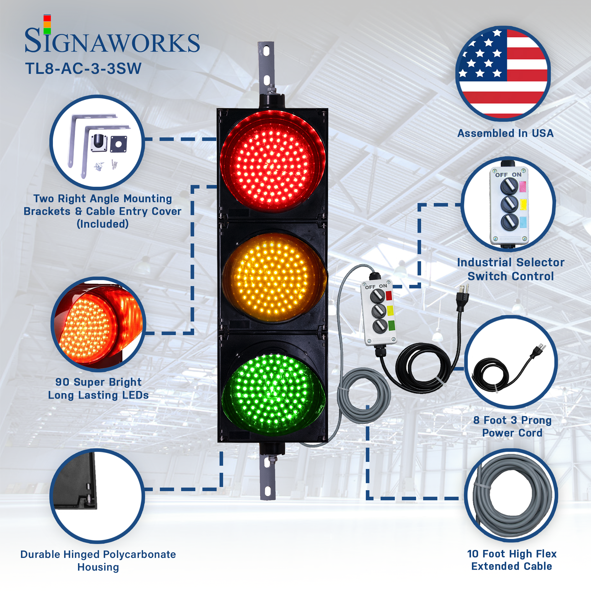 8inch Red Yellow Green Semaforo Led Traffic Light Module