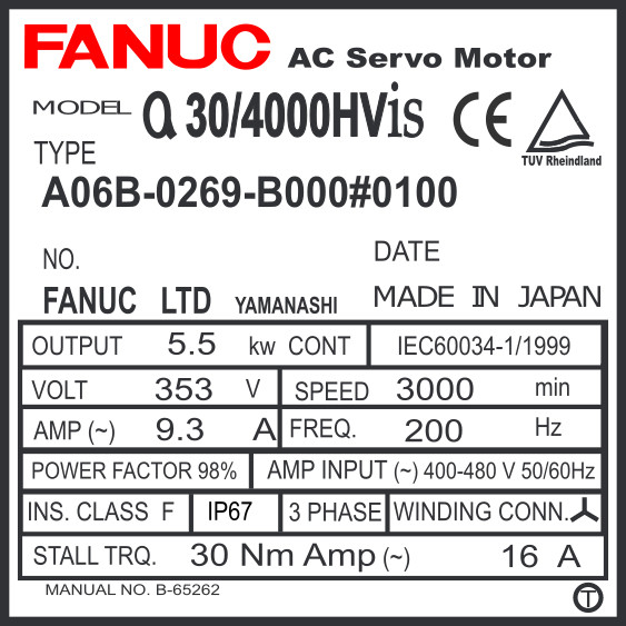 Fanuc A06B-0269-B000#0100 or A06B0269B000 AC Servo Motor - Fanucworld