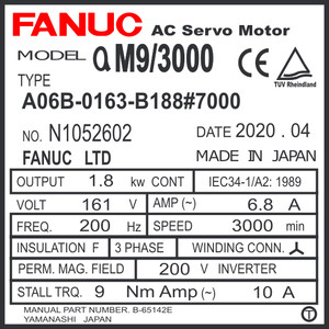 A06B-0163-B188#7000 - AC SERVO MDL AM9/3000, TAPER, BRAKE, a1000