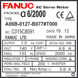 A06B-0127-B077#T000 - AC SERVO MDL A6/3000, TAPERED i64 ENCODER