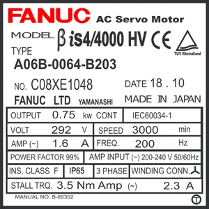 A06B-0064-B203 - AC SERVO MDL BiS4/4000HV, ST, KEY, b128ia