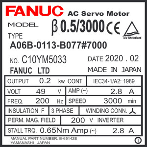 A06B-0113-B077#7000 - AC SERVO MDL B0.5/3000, ST, SLK, i32b