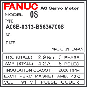 A06B-0313-B563#7008 - AC SERVO MDL 0S, ST, KEY, 15,000P HR