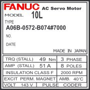A06B-0572-B074#7000 - AC SERVO MDL 10L, ST, SLK, SERIAL C