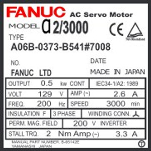A06B-0373-B541#7008 - AC SERVO MDL 1-0SP/3000, ST, KEY, 2000P ABS A06B-0373-B541#7008 - AC SERVO MDL 1-0SP/3000, ST, KEY, 2000P ABS