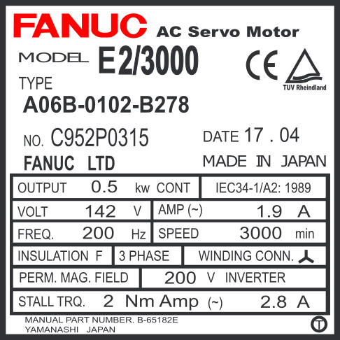 A06B-0102-B278 - AC SERVO MDL  AE2/3000, ST, SLK, BRK, D-SUB a8b, POWER AMPH
