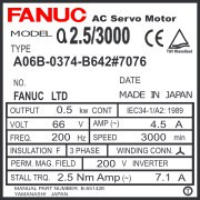 A06B-0374-B642#7076 - AC SERVO MDL 0-0SP, ST, KEY, BRK, 2500P ABS, IP67