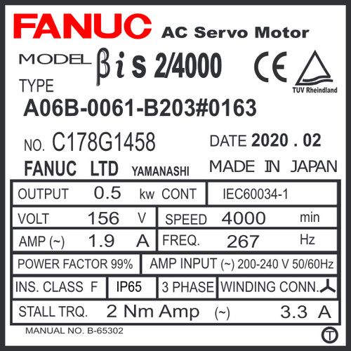 A06B-0061-B203#0163 - AC SERVO MDL BiS2/4000, ST, KEY, b128ia