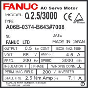 A06B-0374-B643#7008 - AC SERVO MDL 0-0SP, ST, KEY, BRK, 3000P ABS
