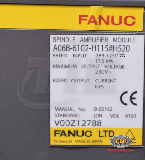 Fanuc A06B-6102-H115#H520 or A06B6102H115 Spindle Amplifier Module