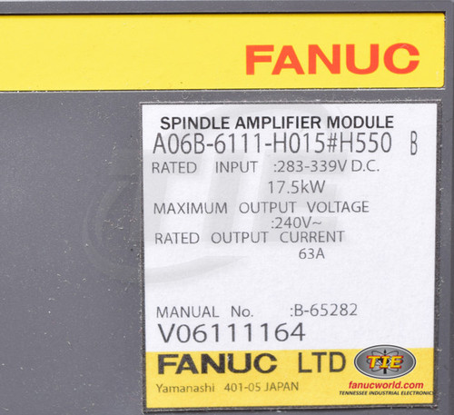 Fanuc A06B-6111-H015#H550 or A06B6111H015 Spindle Amplifier Module