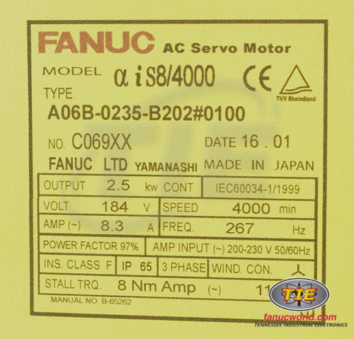Fanuc A06B-0235-B202#0100 or A06B0235B202 AC Servo Motor - Fanucworld