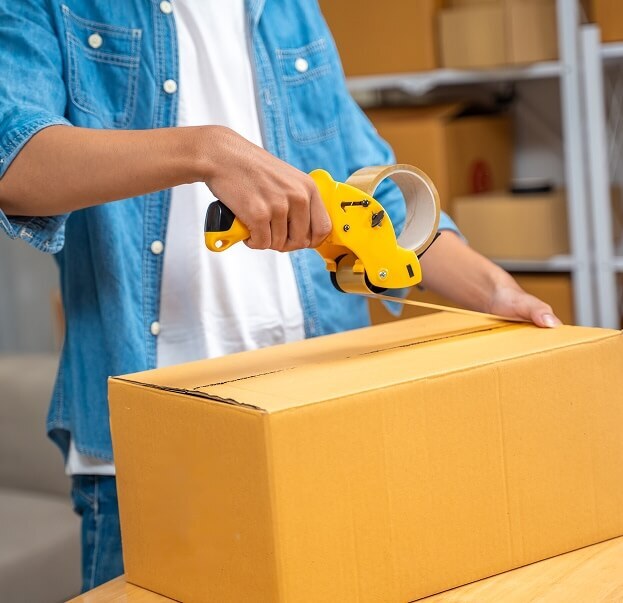 Duct taping a box closed