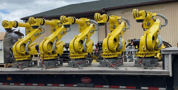 Robots on a truck bed ready to be shipped out