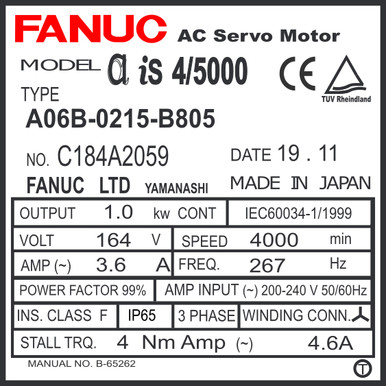 Fanuc A06B-0215-B805 or A06B0215B805 AC Servo Motor - Fanucworld