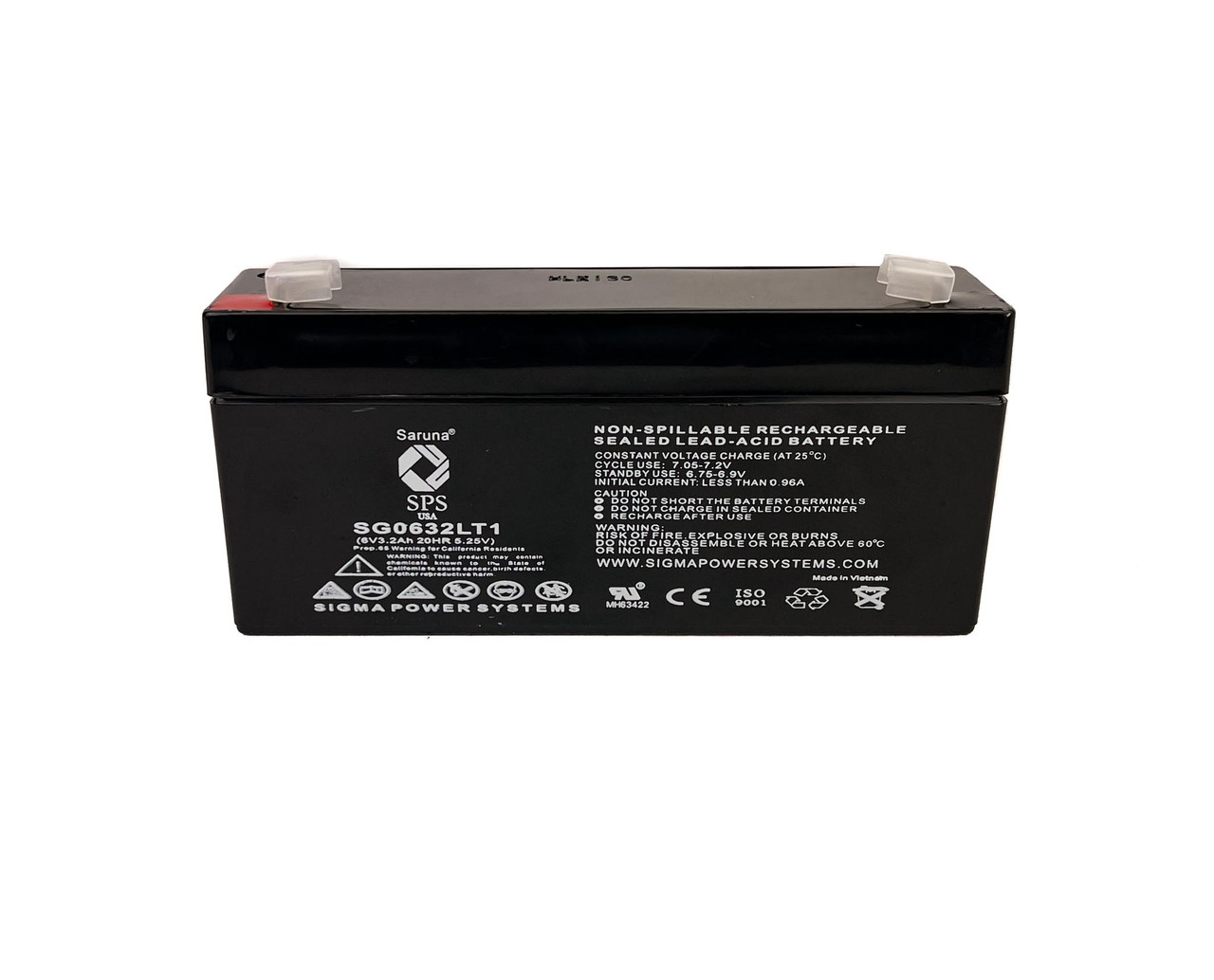 Raion Power RG0632LT1 6V 3.2Ah Compatible Replacement Battery for Alaris Medical 599 Infusion Pump