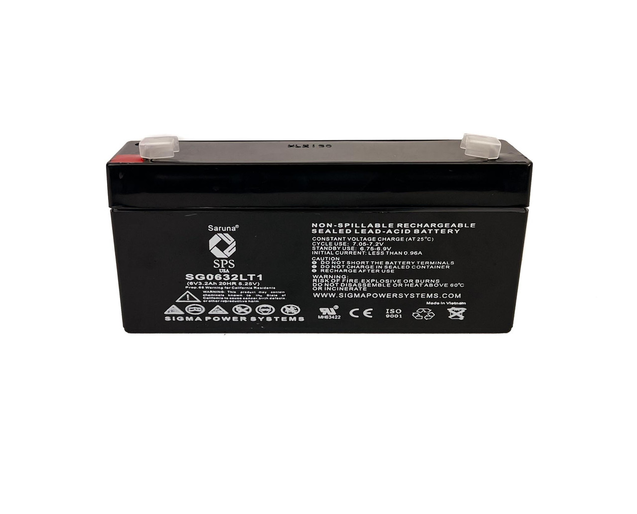 Raion Power RG0632LT1 6V 3.2Ah Compatible Replacement Battery for Alaris Medical 3080 Keofeed Infusion Pump