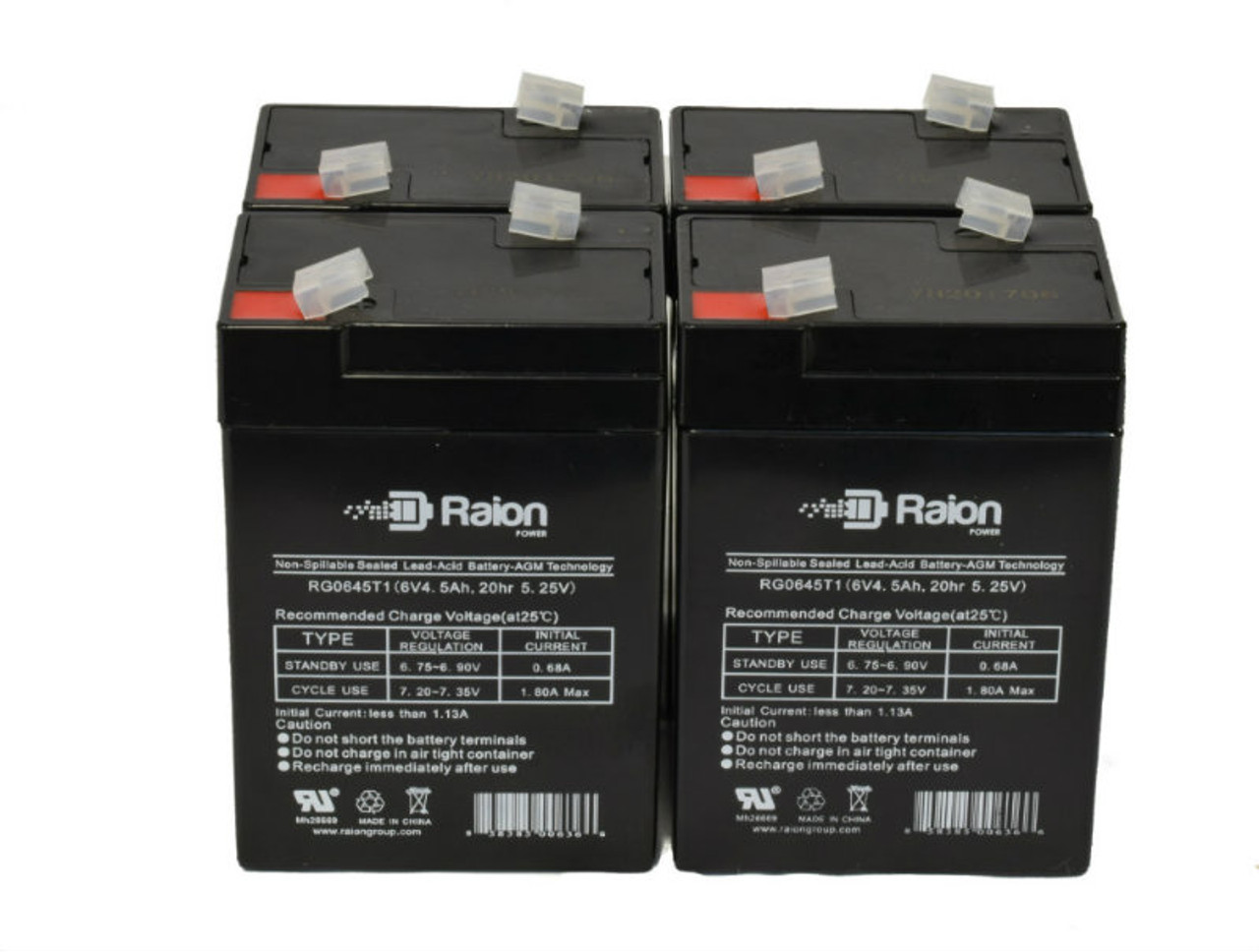 Raion Power RG0645T1 6V 4.5Ah Replacement Medical Equipment Battery for Alaris Medical 4400 Vital Check Monitor - 4 Pack