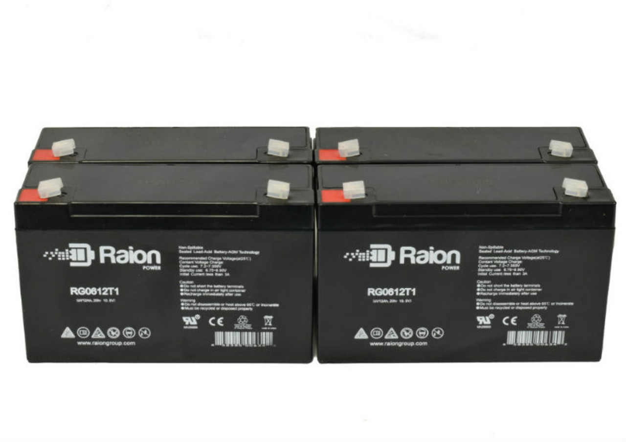 Raion Power RG06120T1 6V 12Ah Replacement Medical Equipment Battery for Nihon Kohden Powercart KD-8340A 4 Pack