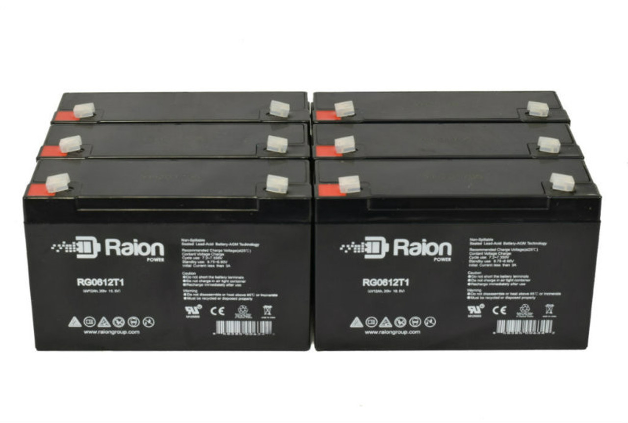 Raion Power RG06120T1 6V 12Ah Replacement Medical Equipment Battery for Alaris Medical Gemini 1320 6 Pack