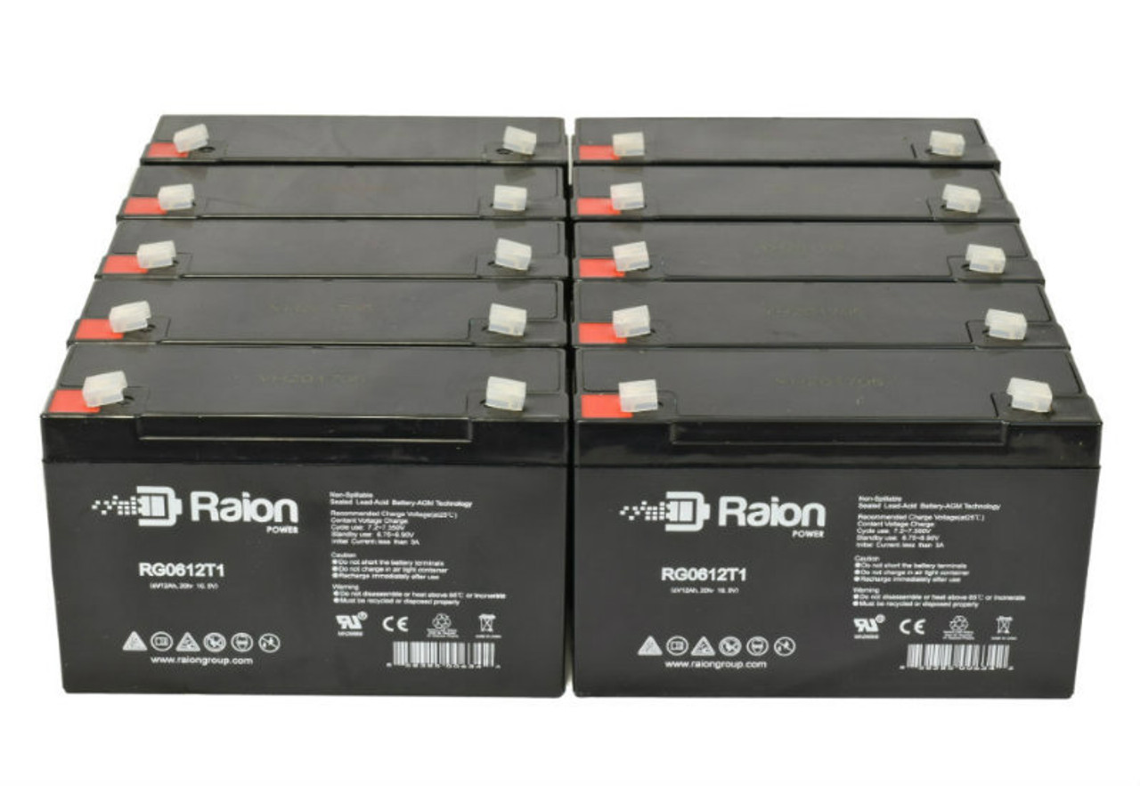 Raion Power RG06120T1 6V 12Ah Replacement Medical Equipment Battery for IMED Gemini PC-2-Model 1320 10 Pack