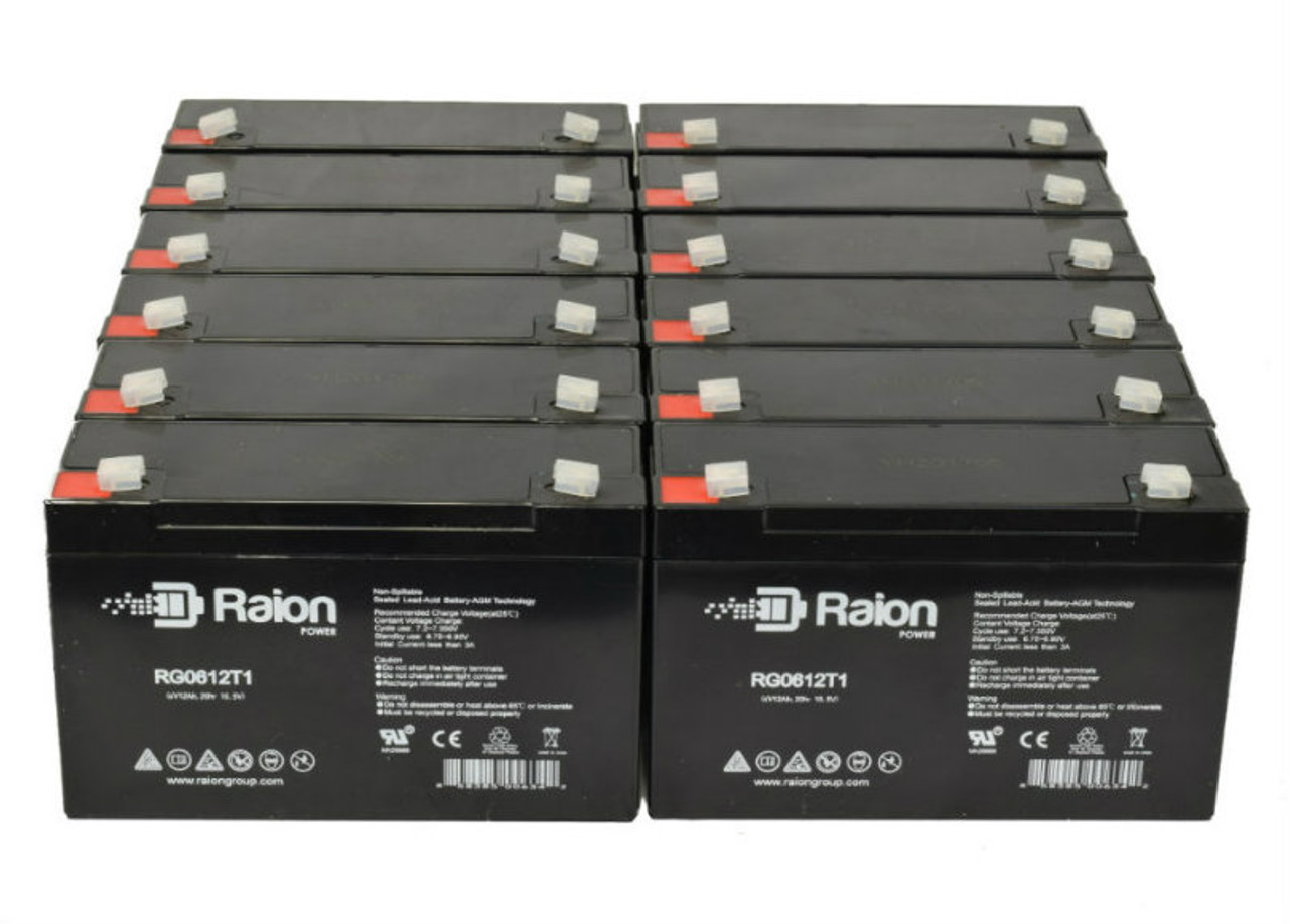 Raion Power RG06120T1 6V 12Ah Replacement Medical Equipment Battery for Alaris Medical Gemini 1320 12 Pack