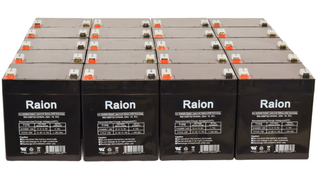 Raion Power 12V 5Ah RG1250T2 Replacement Battery for Bennett X-Ray Contour Mammography Unit - 20 Pack