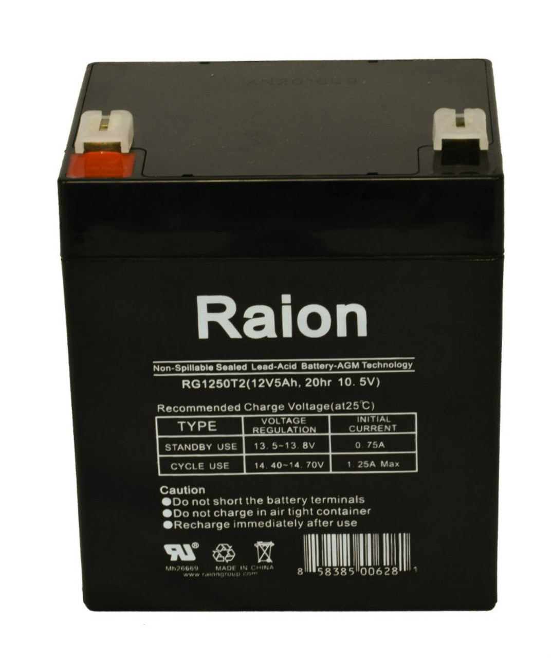 Raion Power 12V 5Ah SLA Battery With T2 Terminals For Bennett X-Ray Contour Mammography Unit