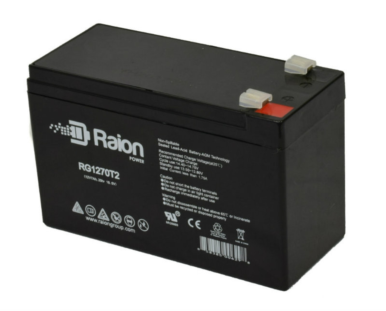 Raion Power RG1270T2 12V 7Ah AGM Battery for Allied Healthcare 138 Schuco-Vac Portable DC Aspirator