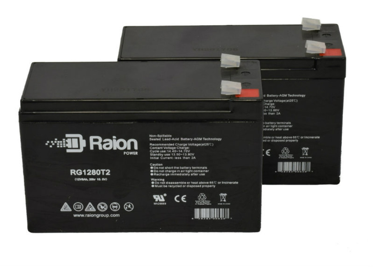 Raion Power Replacement 12V 8Ah RG1280T1 Battery for Mortara ELI 350 ECG Recorder - 2 Pack