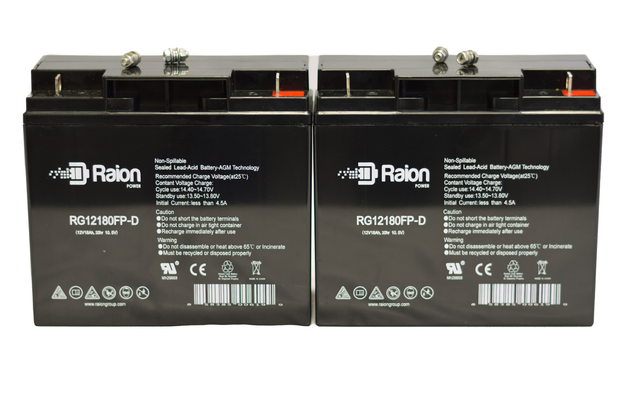 Raion Power Replacement 12V 18Ah RG12180FP Battery for Draeger Medical Evita XL 2 Dura 4 Ventilator External - 2 Pack