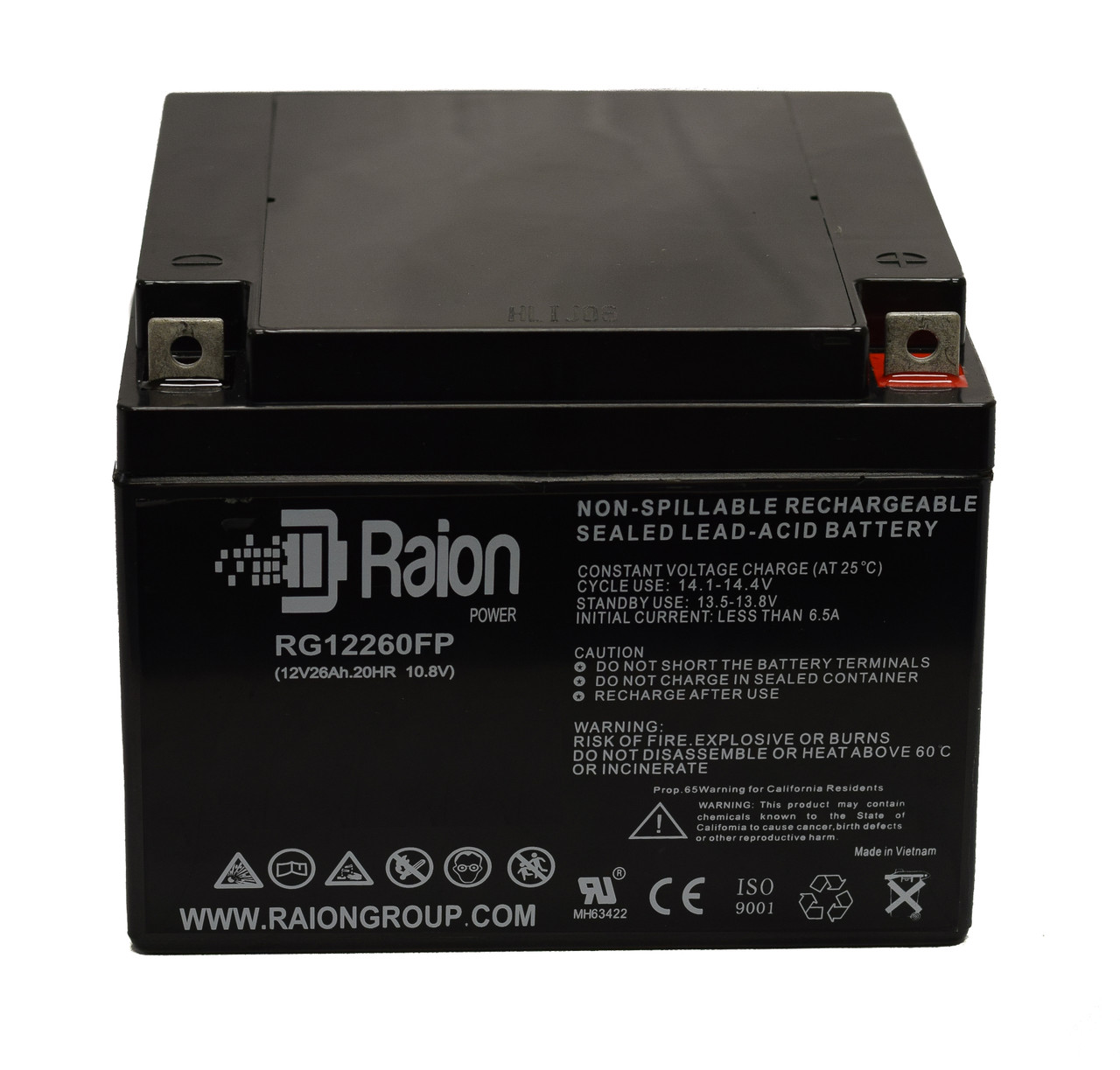 Raion Power RG12260FP 12V 26Ah Lead Acid Battery for Airborne Life Support Systems Infant Transport Incubator 20H