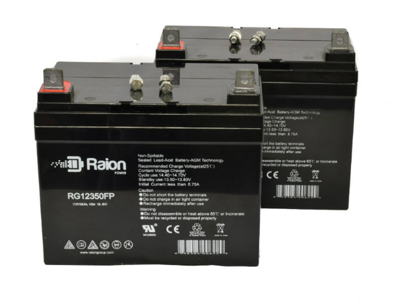 Raion Power Replacement 12V 35Ah RG12350FP Battery for Datex-Ohmeda 1000 Auxiliary Power Supply - 2 Pack