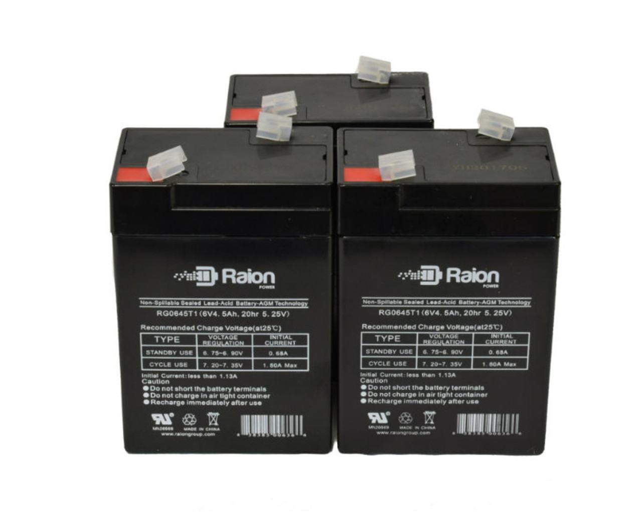 Raion Power 6V 4.5Ah Replacement Emergency Light Battery for Sho-Me 9985 - 3 Pack