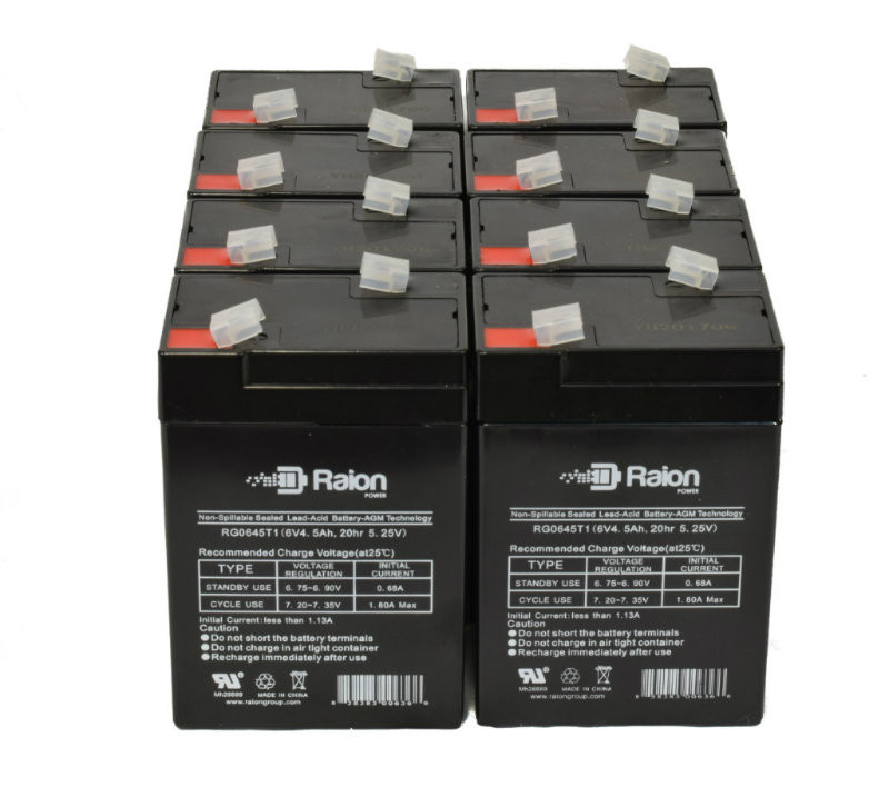 Raion Power 6V 4.5Ah Replacement Emergency Light Battery for Lightalarms RSQG - 8 Pack