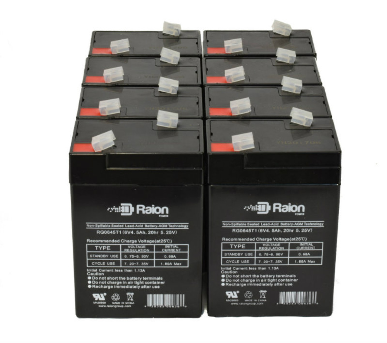 Raion Power 6V 4.5Ah Replacement Emergency Light Battery for Tork UB645-6V - 8 Pack