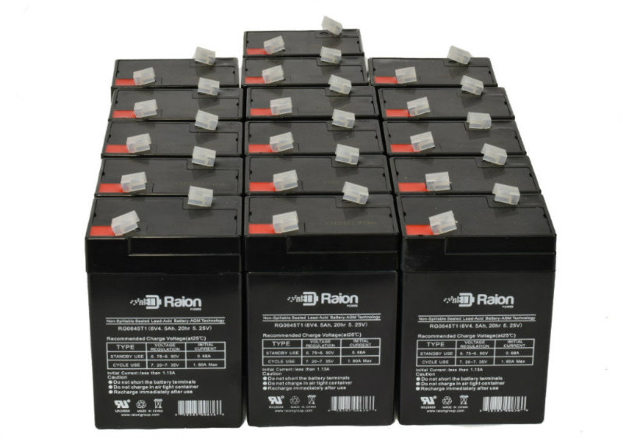 Raion Power 6V 4.5Ah Replacement Emergency Light Battery for Douglas Guardian DG6-4E - 16 Pack