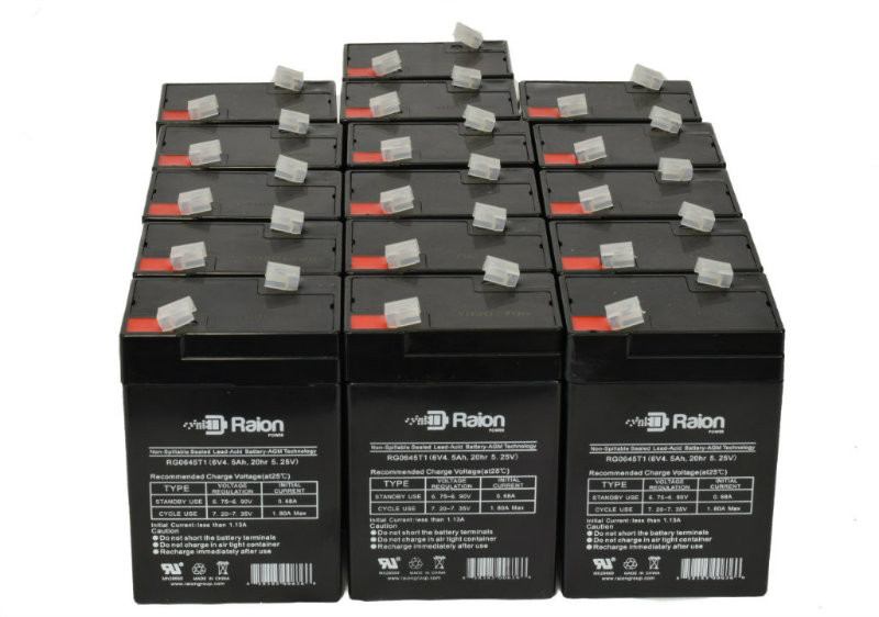 Raion Power 6V 4.5Ah Replacement Emergency Light Battery for Lithonia ELRG - 16 Pack