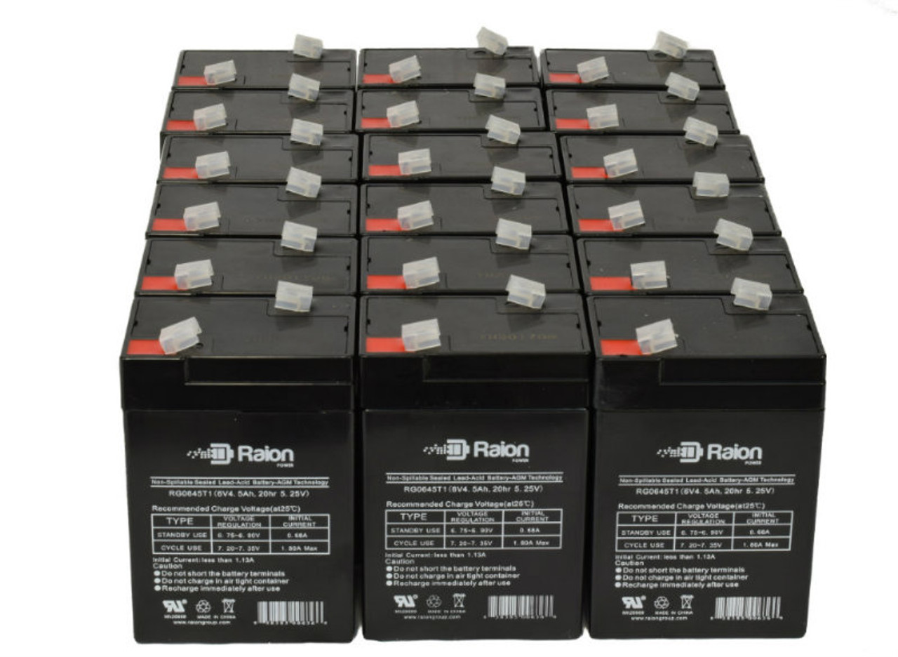 Raion Power 6V 4.5Ah Replacement Emergency Light Battery for Tork UB645-6V - 18 Pack