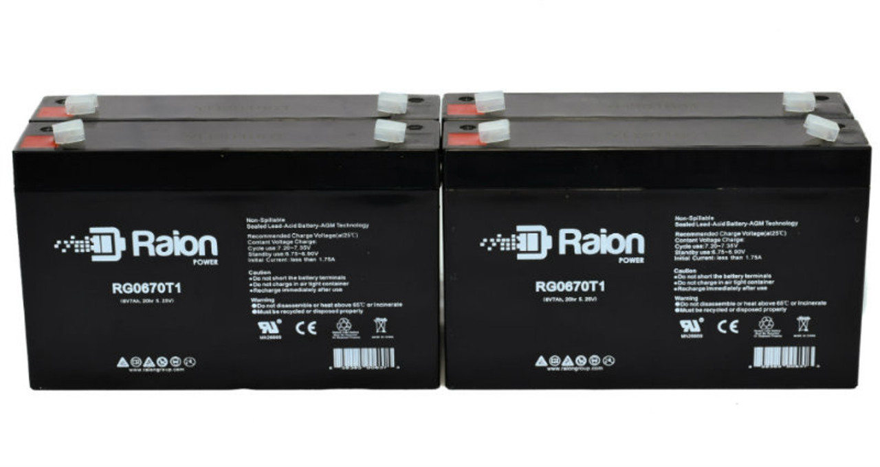 Raion Power RG0670T1 6V 7Ah Replacement Emergency Light Battery for Exide SRB-6V5 - 4 Pack