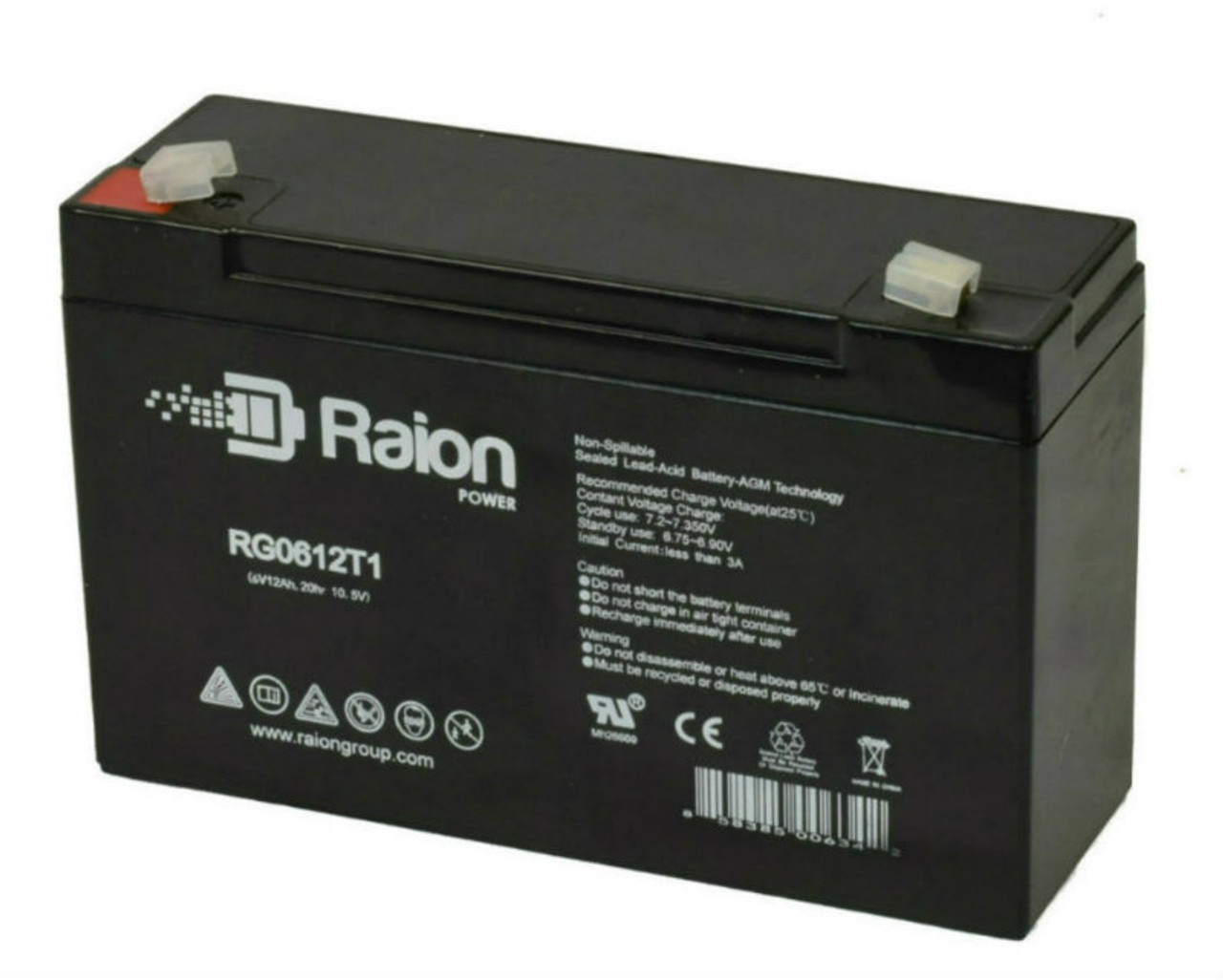 Raion Power RG06120T1 Replacement Emergency Light Battery for ELS 2SQF