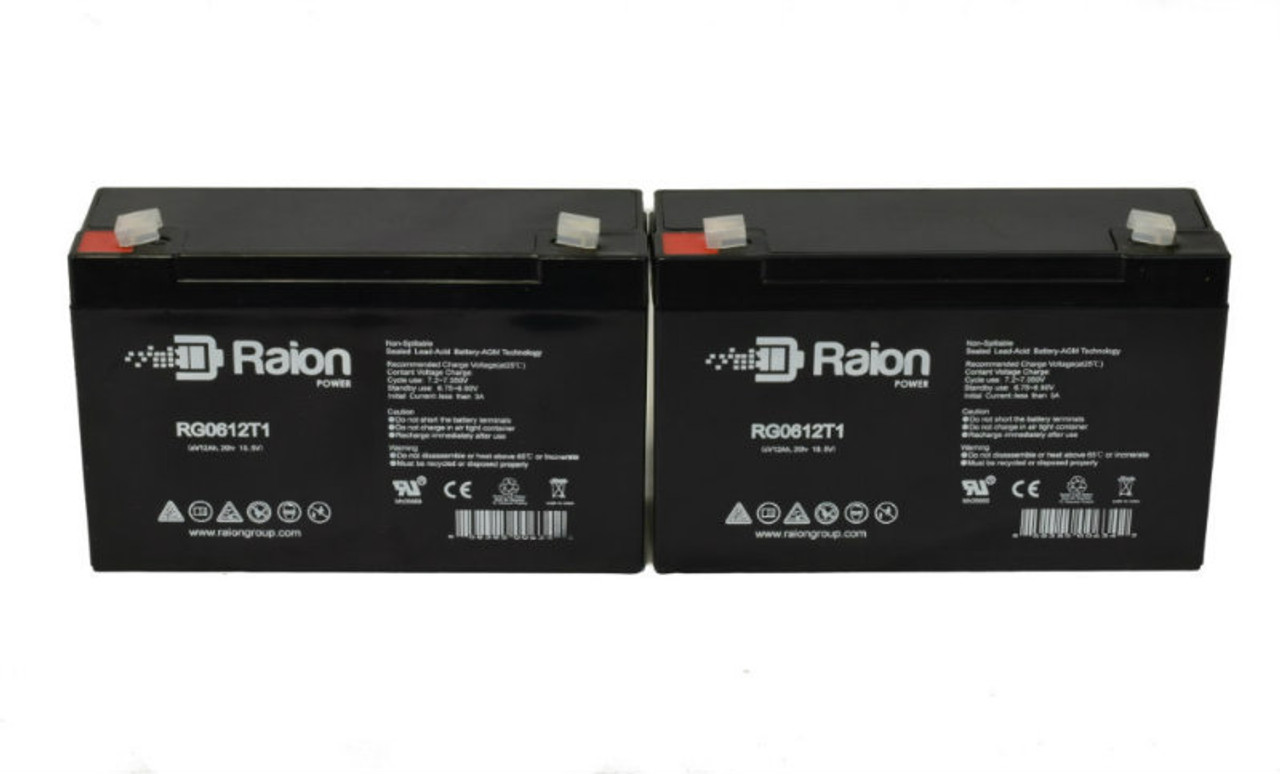 Raion Power RG06120T1 Replacement Emergency Light Battery for Power Cell PC6120 - 2 Pack
